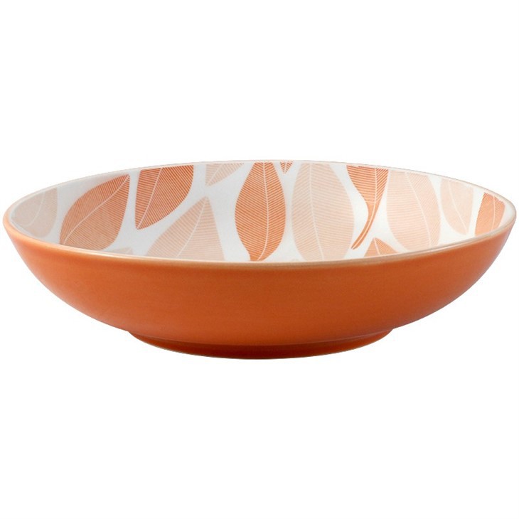 Autumn Orange Leaf Print Stoneware 18 Piece Dish Set