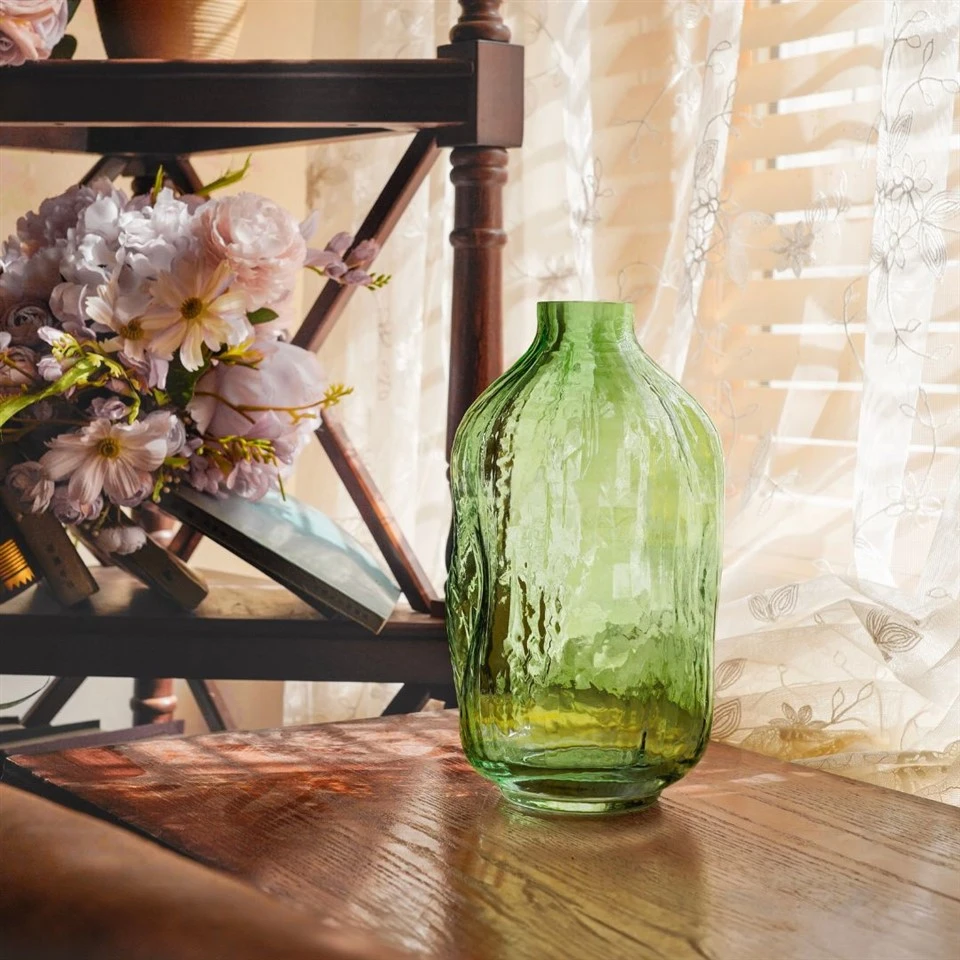 Artisan-Crafted Forest Green Glass Vase