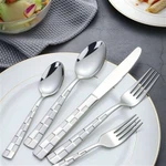 Silver Checkered Frost Stainless Steel Flatware Set – 20-Piece (Service For 4)